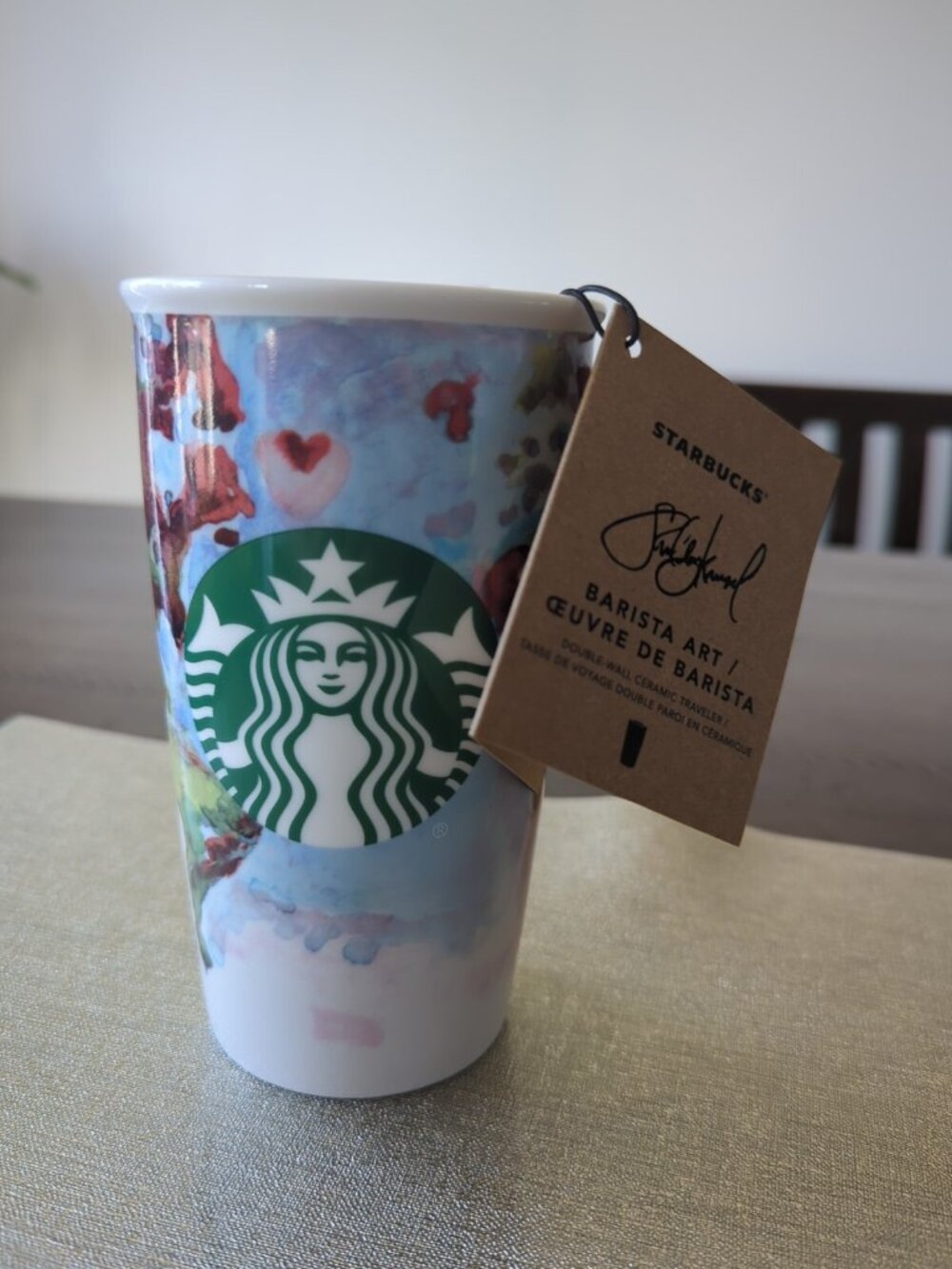 Starbucks 2015 Watercolor Barista Art Shelby Kregel 12 oz Tumbler World Map